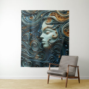 Tenture Femme au Clair de Lune en Art 3D