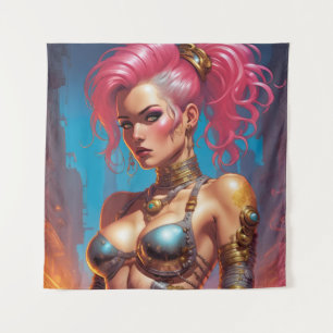 Tenture Femme Aux Beaux Cheveux Roses