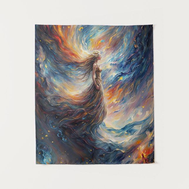 Tenture Femme céleste dans l'art cosmos de feu (Devant)