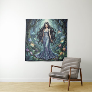 Tenture Femme majestueuse avec une robe argentée