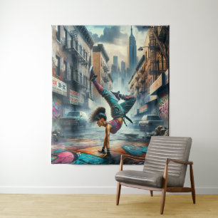 Tenture Femmes en action de Breakdancer Silhouette de New