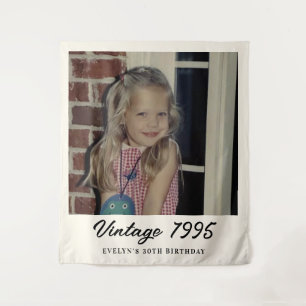 Tenture Fête d'anniversaire avec photo vintage personnalis