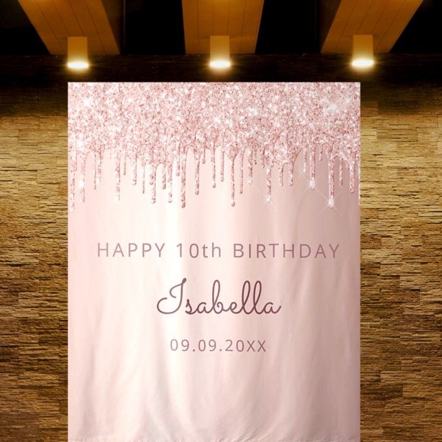Tenture Fête d'anniversaire de 10 ans rose gold paillettes (Créateur téléchargé)