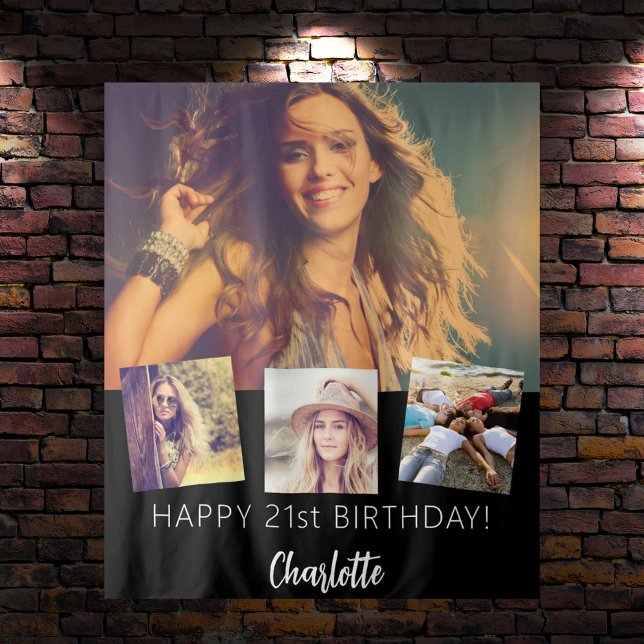 Tenture Fête d'anniversaire de collage photo personnage no (Créateur téléchargé)