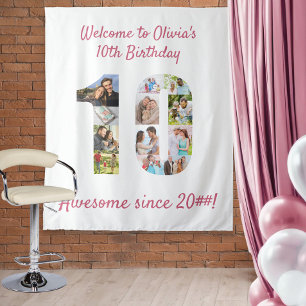 Tenture Fête d'anniversaire des 10 ans 10 Toile de fond po