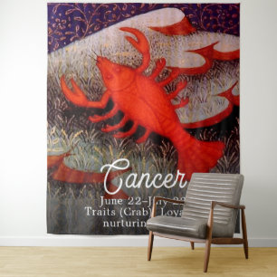 Tenture Fête d'anniversaire du signe du zodiaque Cancer le