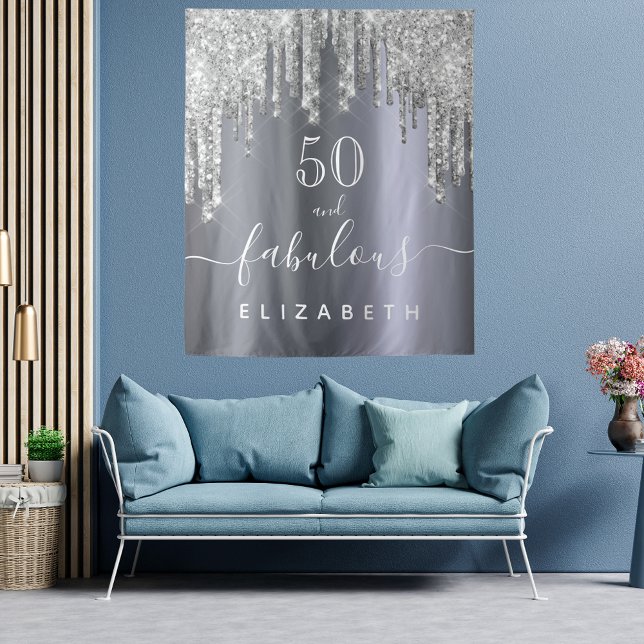 Tenture Fête d'anniversaire fabuleuse paillettes argent sc (Créateur téléchargé)