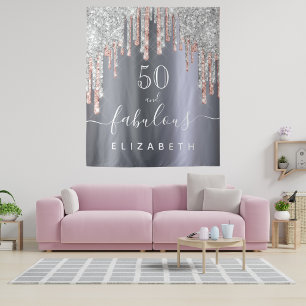 Tenture Fête d'anniversaire fabuleuse paillettes rose or a