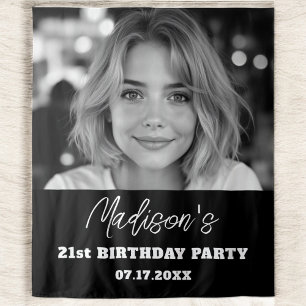 Tenture Fête d'anniversaire moderne Black Photo personnali