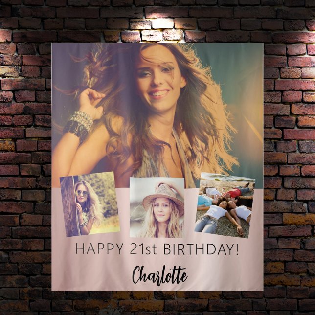 Tenture fête d'anniversaire personnalisation photo collage (Créateur téléchargé)