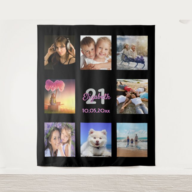 Tenture fête d'anniversaire personnalisées photo collage r (Devant)