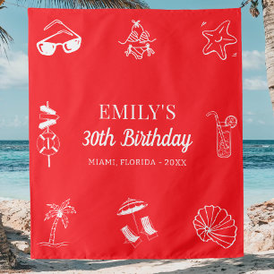 Tenture Fête d'anniversaire sur le thème de la plage perso