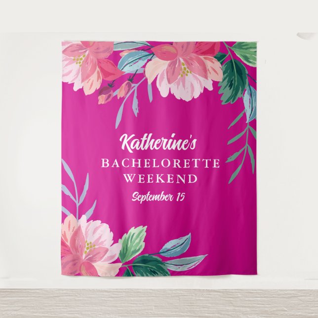 Tenture Fête de Bachelorette rose chaleureux tropical (Devant)