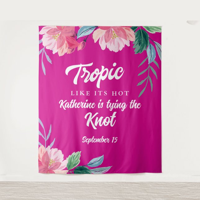 Tenture Fête de Bachelorette rose chaleureux tropical (Devant)