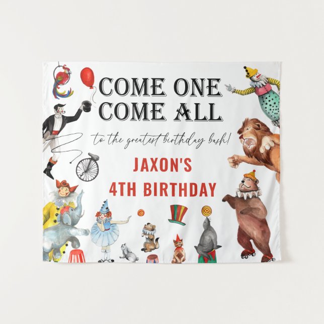 Tenture Fête de cirque Carnaval Fond de fête d'anniversair (Devant (Horizontal))