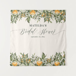 Tenture Fête de douche de mariée botanique orange rustique