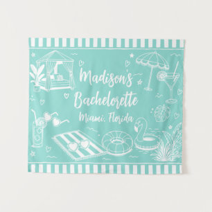 Tenture Fête de Filles Personnalisée à la Plage Turquoise