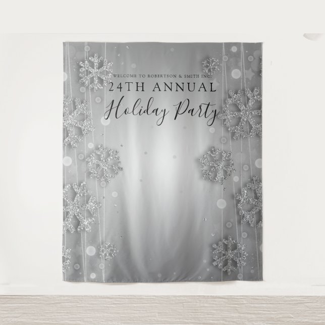 Tenture Fête de fin d'année d'entreprise Silver Backdrop H (Devant)