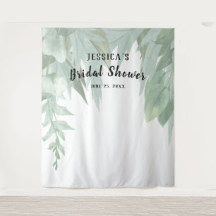Tenture Fête de l'mariée d'Eucalyptus à l'aquarelle verte