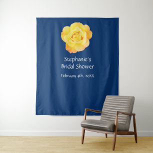 Tenture Fête de l'mariée Nom du monogramme Jaune Rose Navy