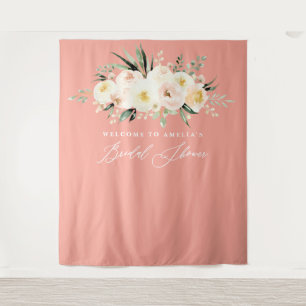 Tenture Fête de mariage en rose et vert à l'aquarelle flor