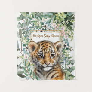 Tenture Fête de Naissance Genre Neutre avec un Jeune Tigre