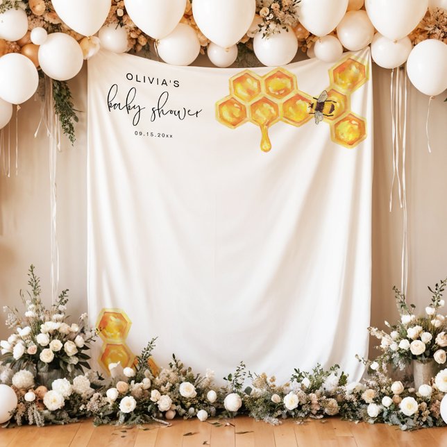 Tenture Fête de naissance ROMY Cute Honey Bumble Bee (Créateur téléchargé)