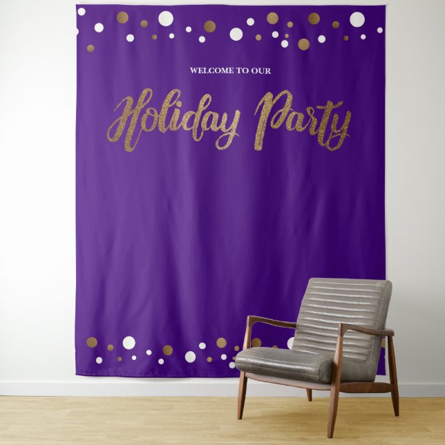 Tenture Fête de Noël d'entreprise Fond doré (En situation)
