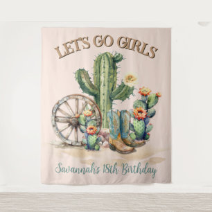 Tenture Fête de Scène Désert de Cactus Floral Rose