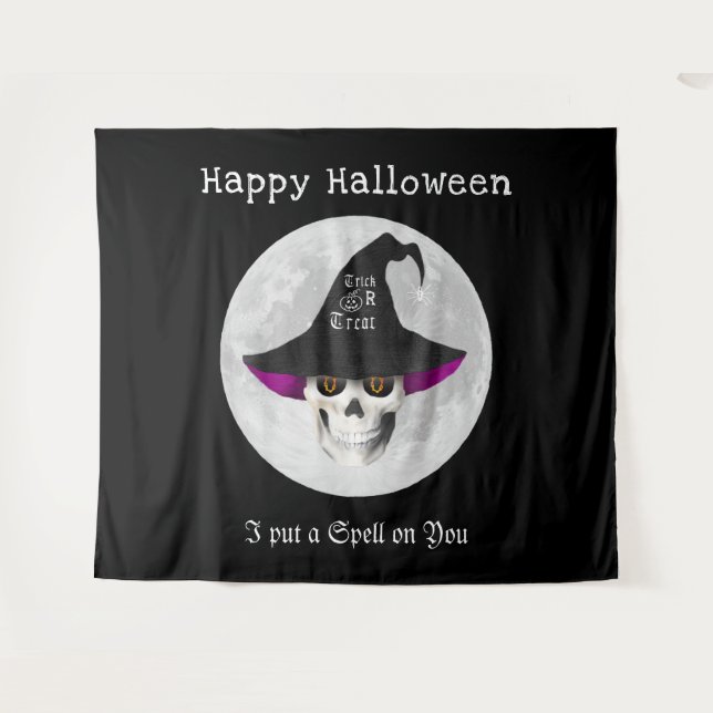 Tenture Fête de sorcière d'Halloween effrayante (Devant (Horizontal))