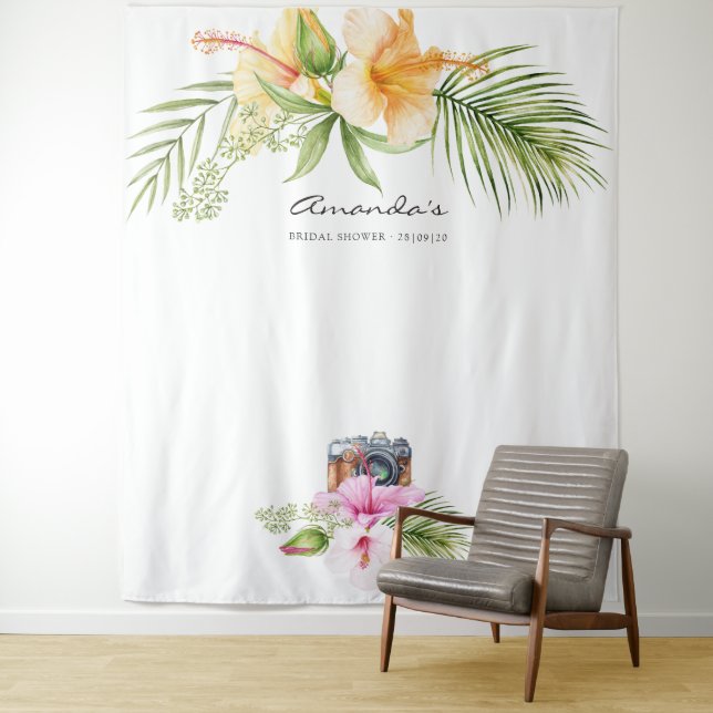 Tenture Fête des mariées de plage florale tropicale (En situation)