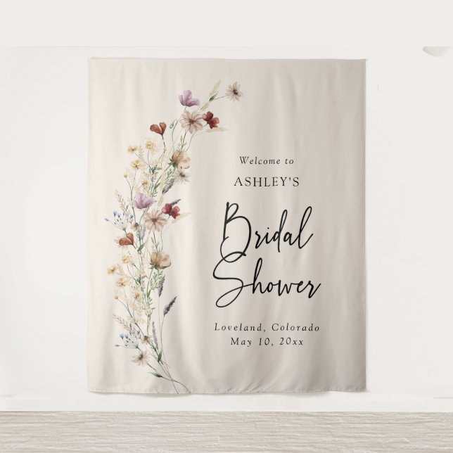Tenture Fête des mariées Florale Boho (Devant)