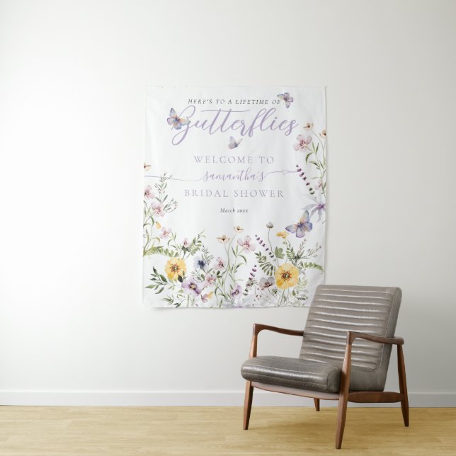 Tenture Fête des mariées florale pourpre pourpre de papill (En situation)