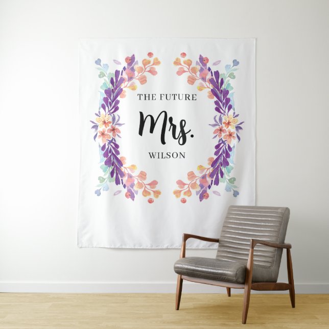 Tenture Fête des mariées Florale violet rustique (En situation)