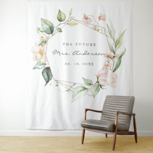 Tenture Fête des mariées géométrique florale rose pâle