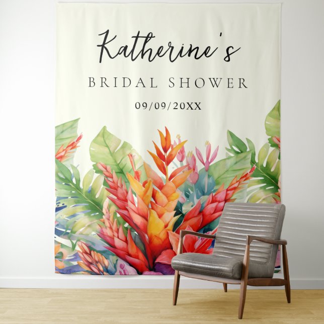 Tenture Fête des mariées Hawaiienne des fleurs tropicales (En situation)