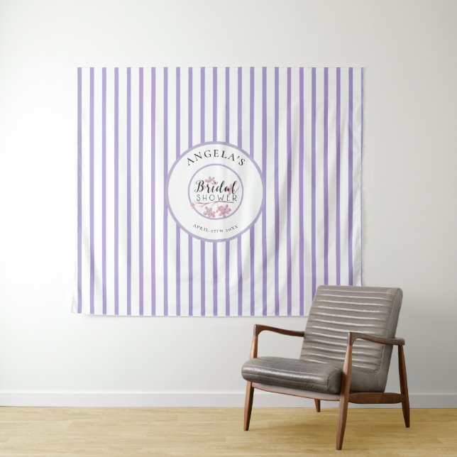 Tenture Fête des mariées Lavender Rose Lilac Stripes (En situation (horizontale))