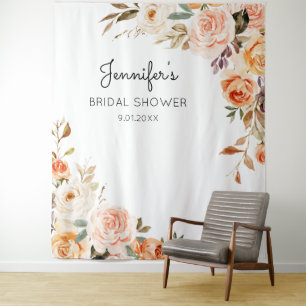 Tenture Fête des mariées ou fête florale rose et brun