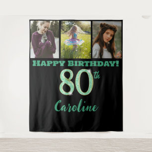 Tenture Fête du 80e anniversaire, Parties scintillant vert