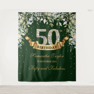 Tenture Feuillage bohème verdure et or 50e anniversaire