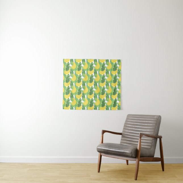 Tenture Feuille de banane et motif de fruit (En situation (horizontale))