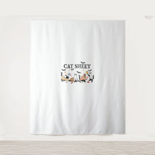 Tenture Feuille de chat Cute Chats noirs en Ghost Hallowee