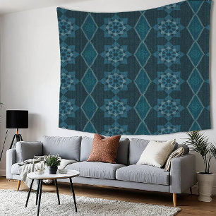 Tenture Feuille de turquoise florale Octogone et diagonale