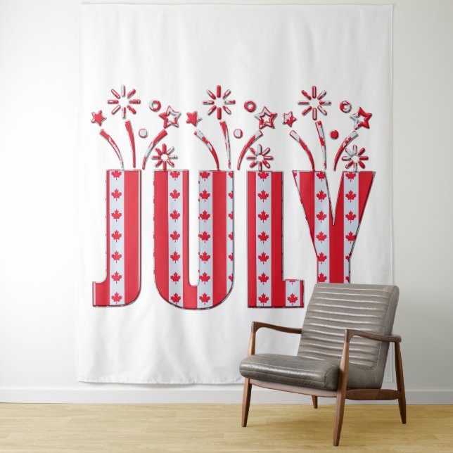 Tenture Feuille d'érable canadienne juillet Bonne fête du  (En situation)