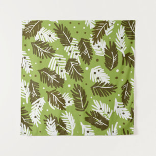 Tenture Feuilles blancs verts : Motif conifère