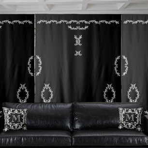 Tenture Feuilles d'Acanthus Florales Noir & Blanc Faites v