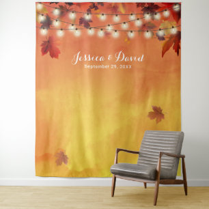 Tenture Feuilles d'automne à l'aquarelle Élégant mariage d
