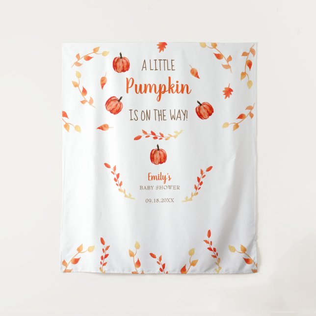 Tenture Feuilles de bébé de petite citrouille d'automne  (Devant)