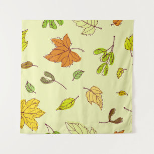 Tenture Feuilles d'érable colorés en arrière - plan jaune