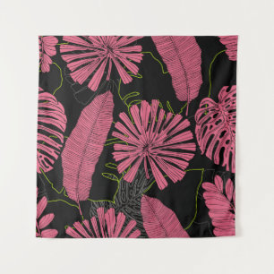 Tenture Feuilles tropicaux dessinés à la main. Plante exot
